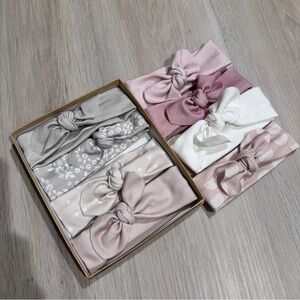 Set of 8 Knotted Headbands for Newborn- Pink, Gray, White